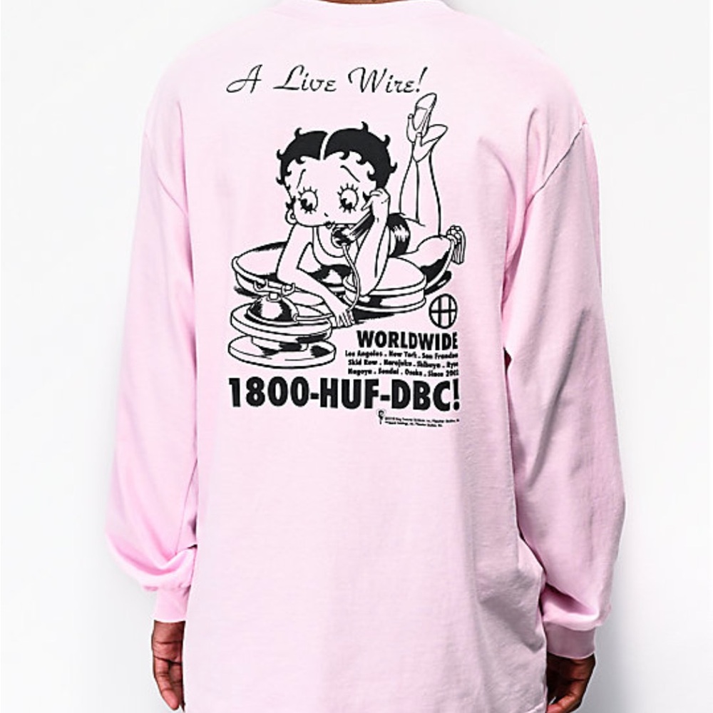 Betty Boop x HUF  Graphic Ling Sleeve  T-Shirt